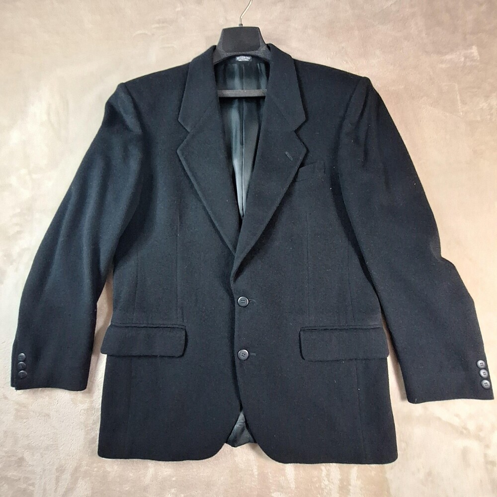Zylos by George Machado Blazer Mens 40R Black Cashmere Italian Fabric Ventless